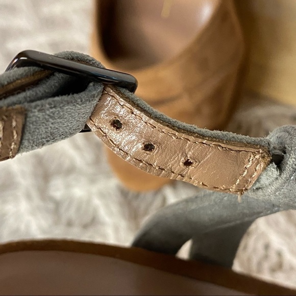 LOLA CRUZ Grey & Tan Suede Ankle Strap Heels - Picture 9 of 16